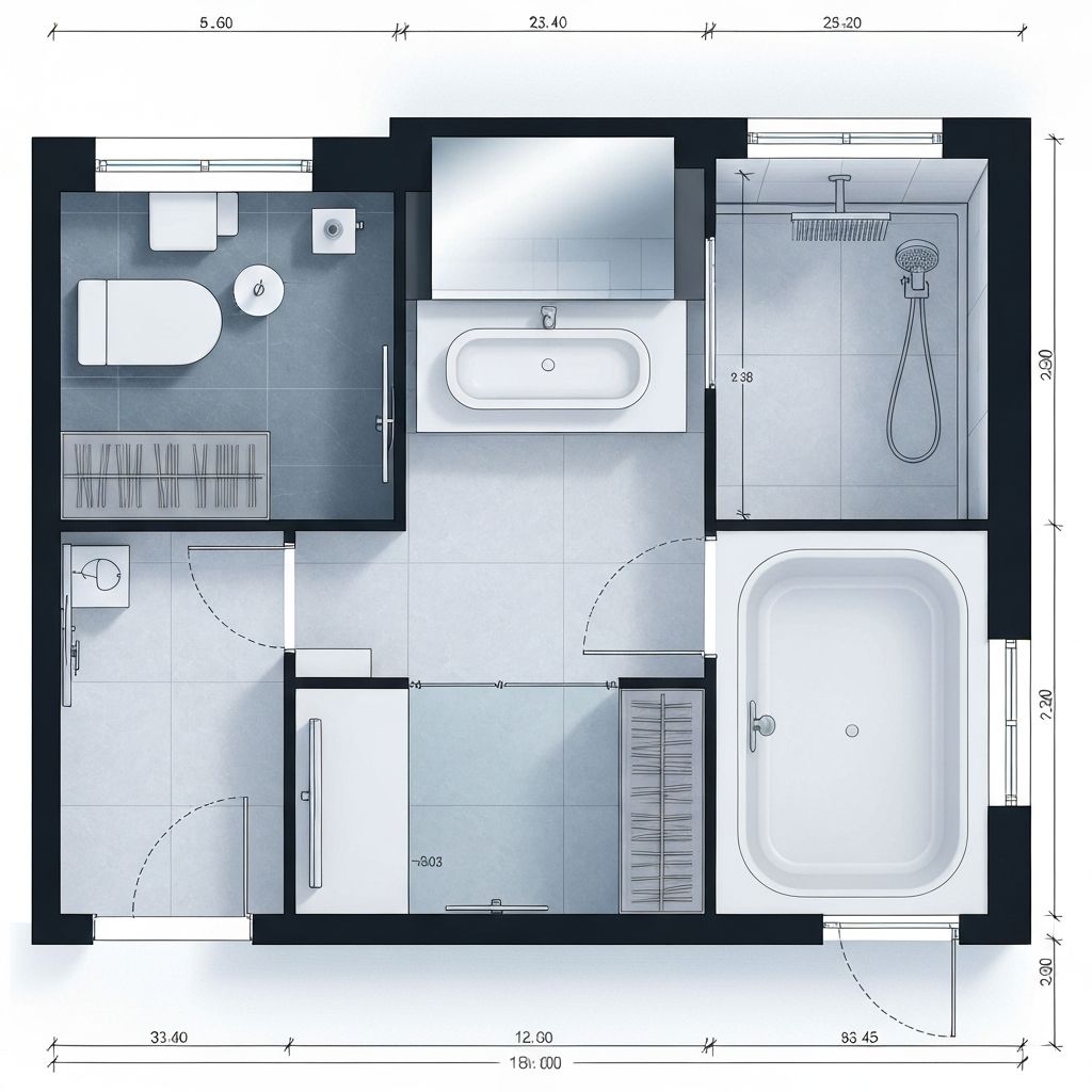 Modern Bathroom Floor Plan with Fixtures