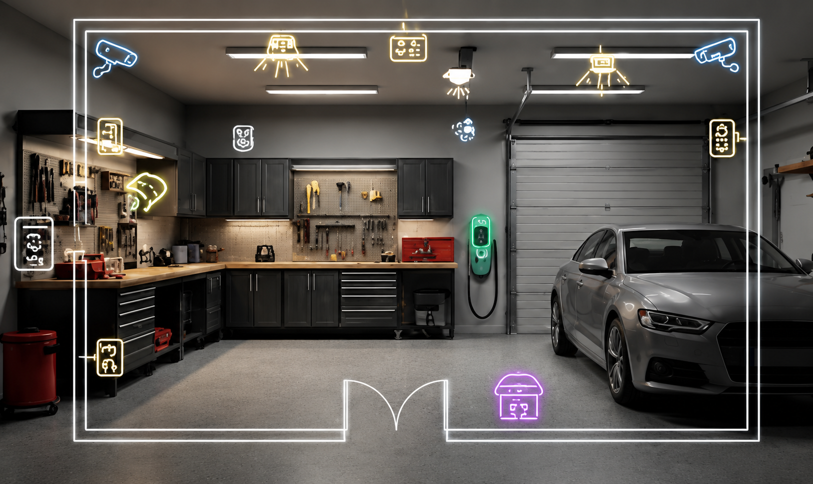 Basement and garage electrical layout example