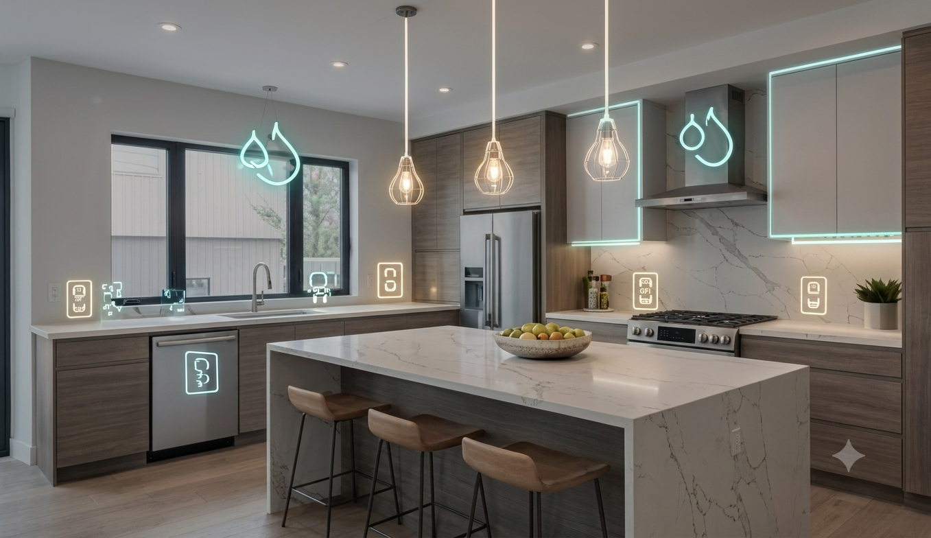 Kitchen and bath electrical plan example