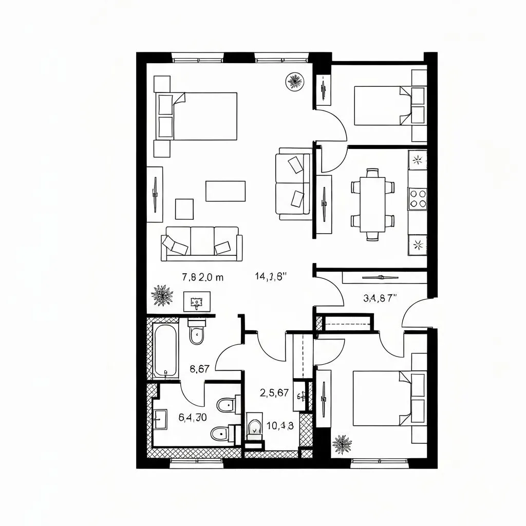 2-Bedroom sample floor plan