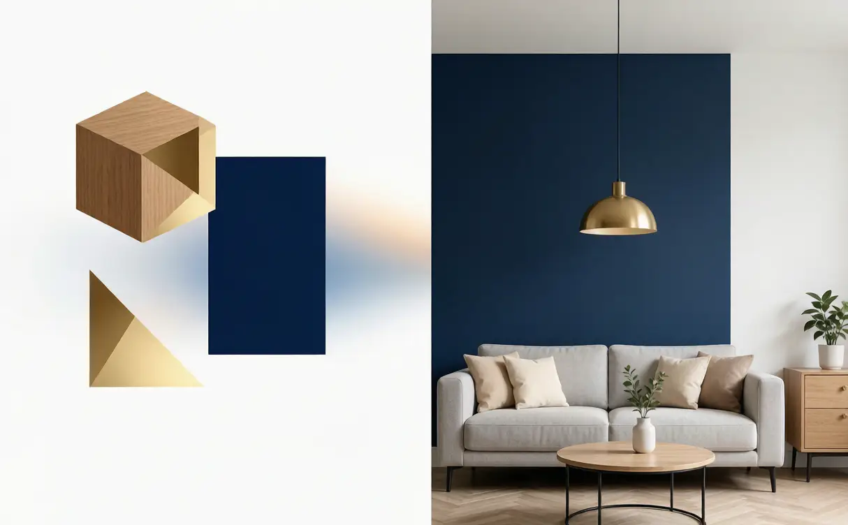 AI-guided modern room render from a floor plan