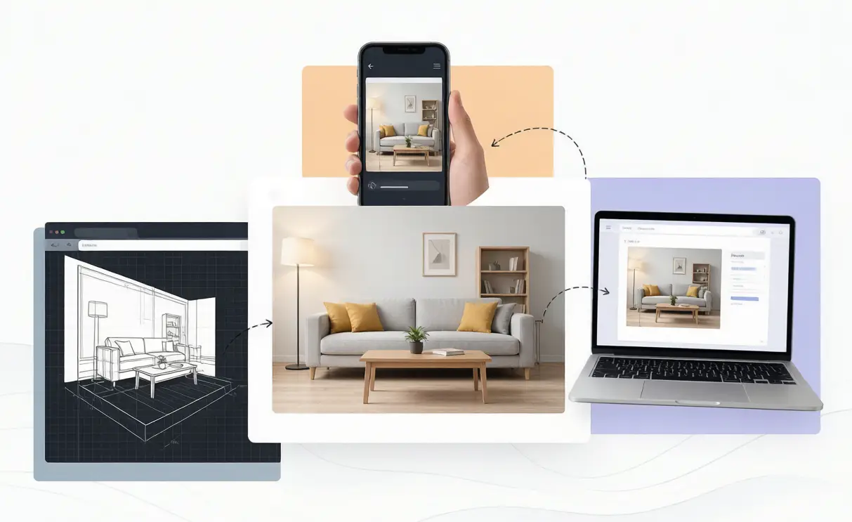High-quality exported room visualization from a floor plan