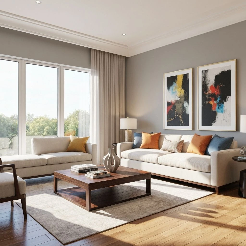 Realistische AI-gerenderde kamer gegenereerd op basis van een plattegrond