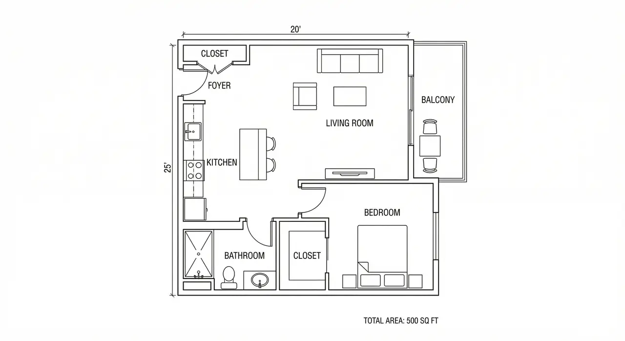 Studio Apartment Floor Plan
