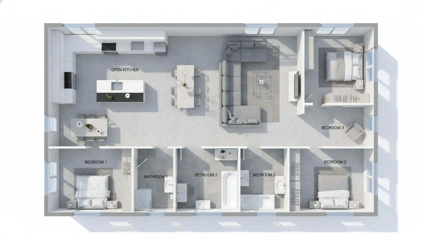 3-Bedroom Realistic Style Home — India