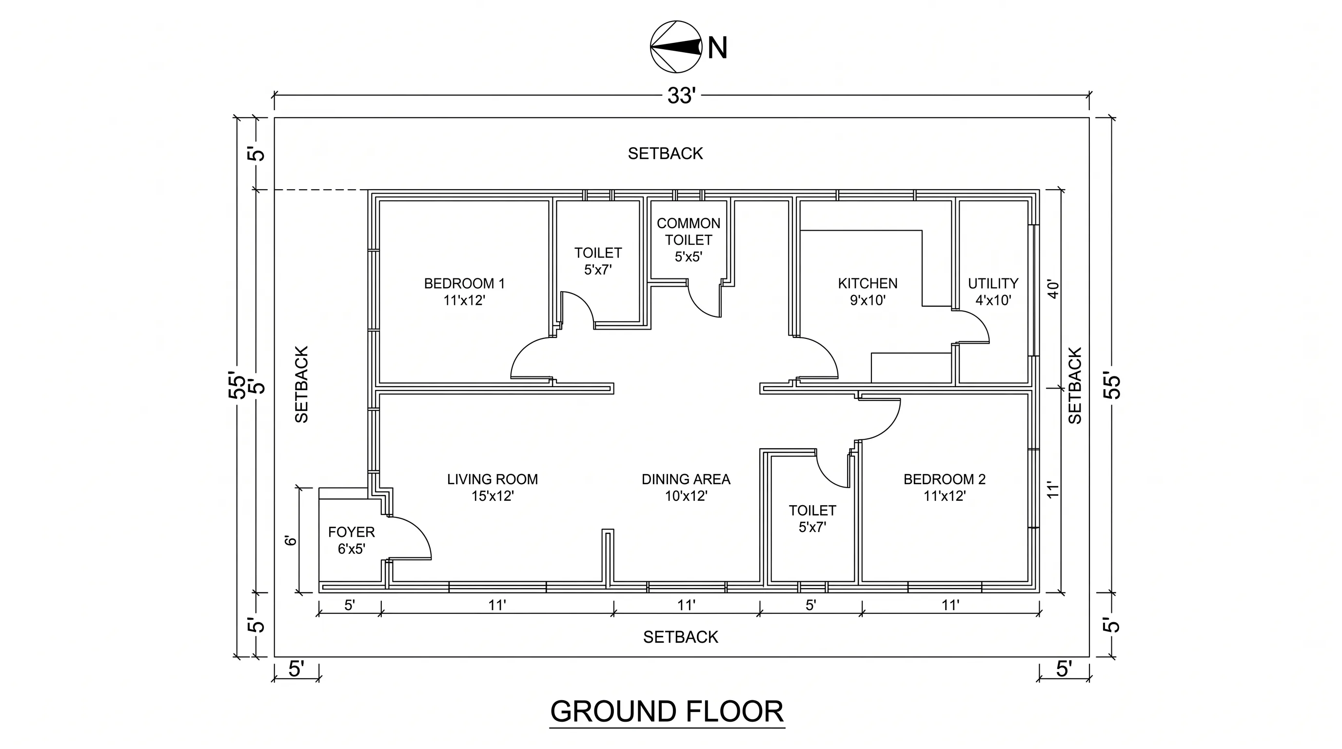 Chennai CMDA-Compliant 33'×55' North-Facing Home