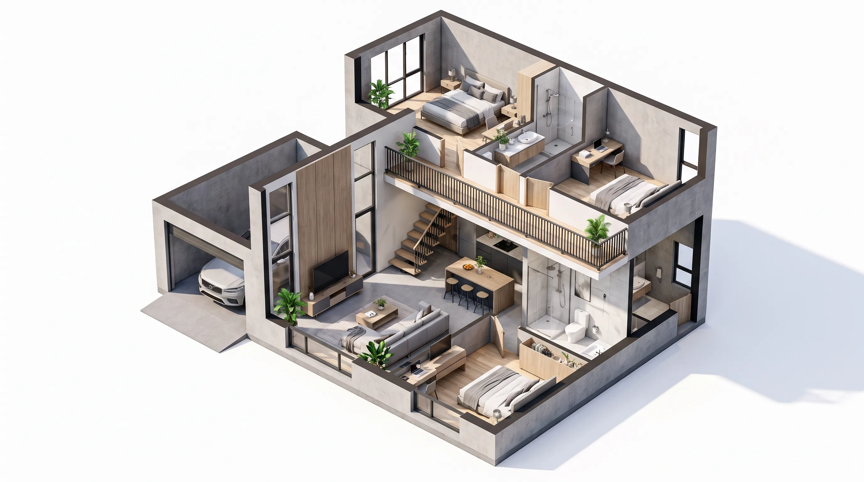Compact Loft House with Mezzanine Living
