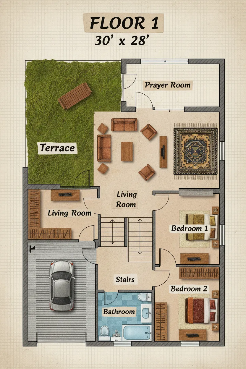 Indonesian Three-Story Home with Prayer Room
