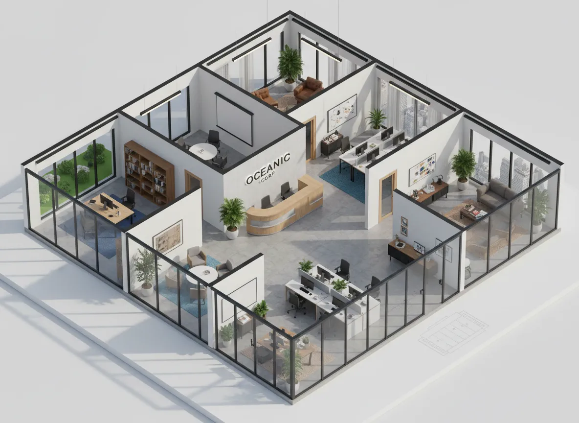 Six-Room Office with Reception — Spanish