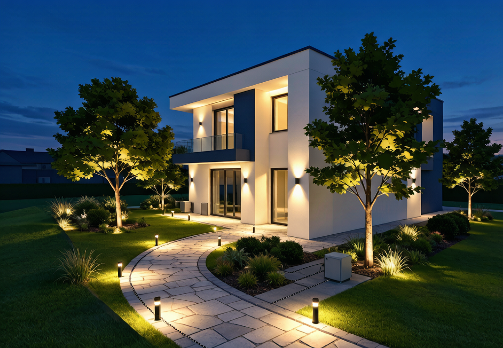 Outdoor and landscape lighting plan example