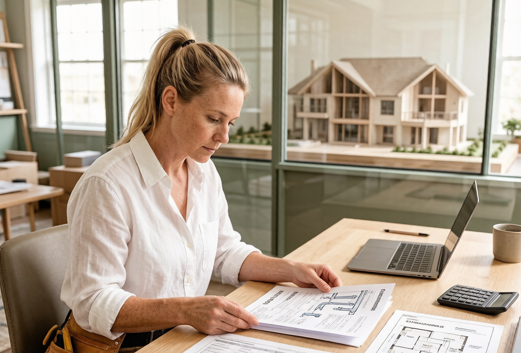 General contractors using a plumbing plan tool