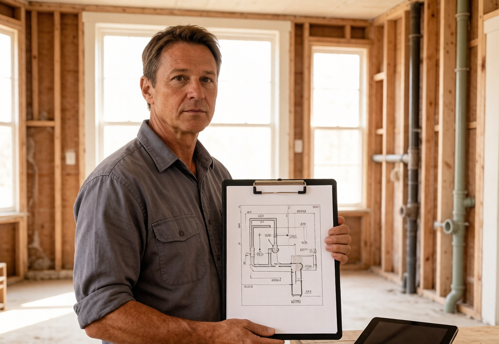 Plumbing contractors using a plumbing plan tool