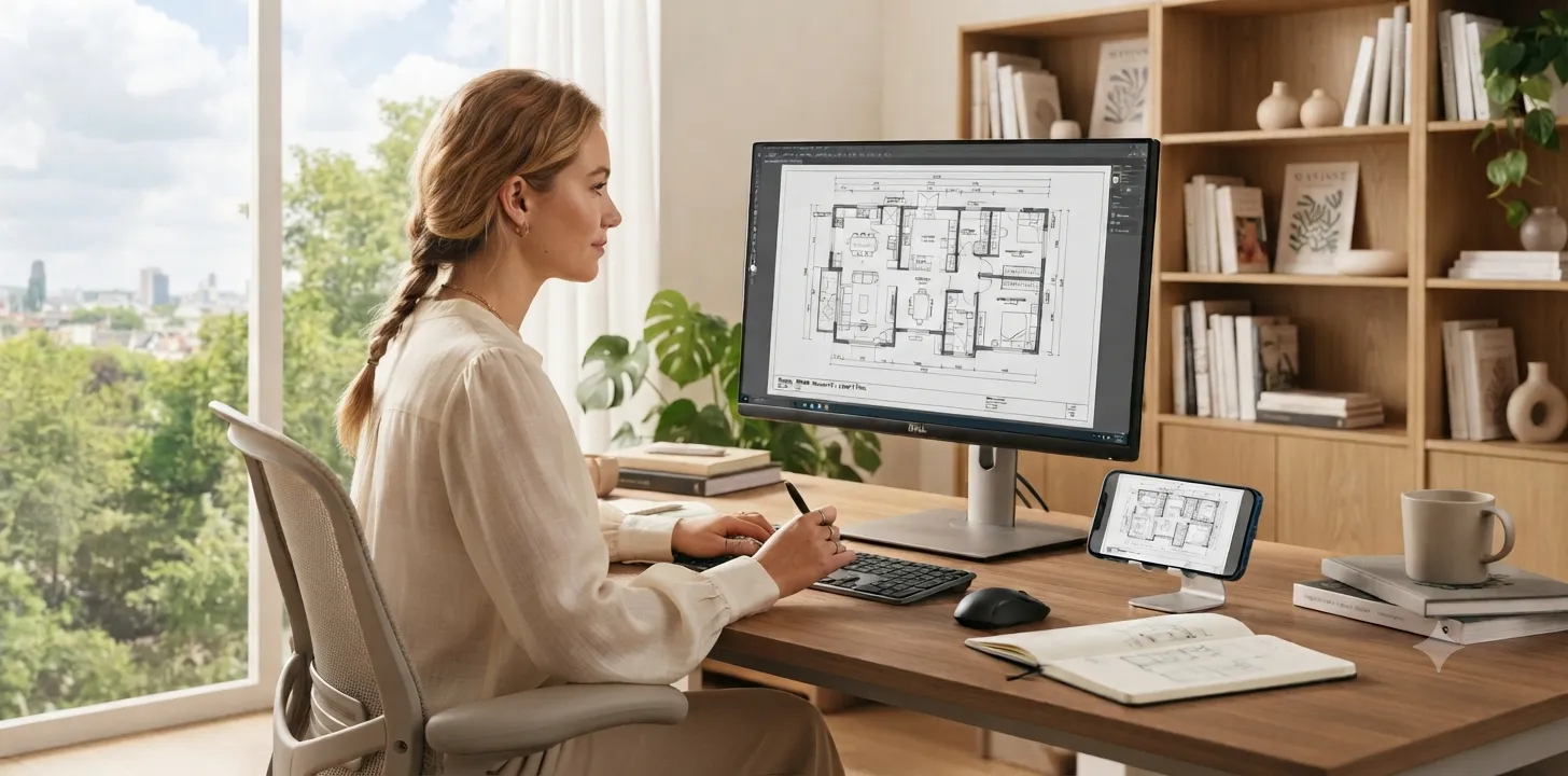 Interior designer using a floor plan proposal