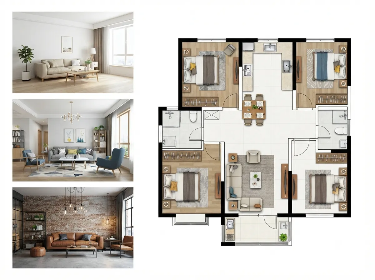 Interior design team collaborating on a client plan